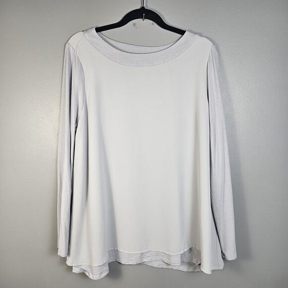 J Jill Womens Large Gray Wearever Collection Layered Hem Long Sleeve Top - Picture 1 of 6